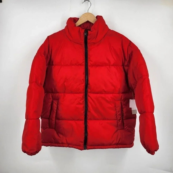 BP Nordstrom Puffer‎ Warm Oversized Long Sleeve Jacket in Red Goji Size XXS NWT - Picture 1 of 11